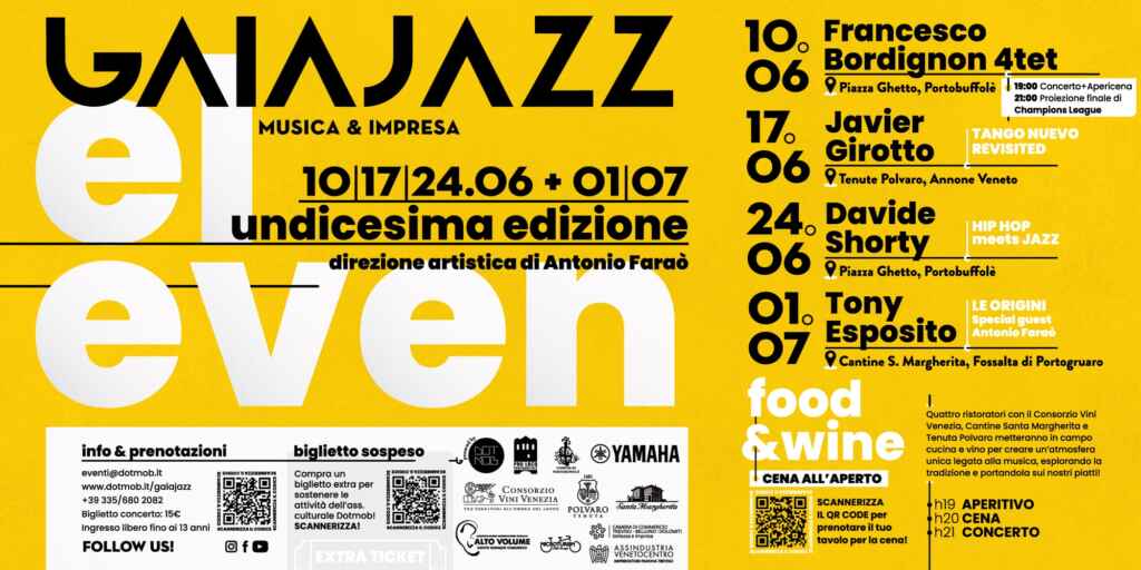 SABATO 10 GIUGNO AL VIA L’UNDICESIMA EDIZIONE DI GAIAJAZZ MUSICA E IMPRESA